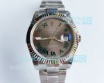 Noob Factory Replica Rolex Wimbledon Datejust II Grey Roman Dial Stainless Steel Watch 41mm 